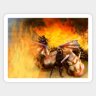 Dragon Fight in Flames Sticker